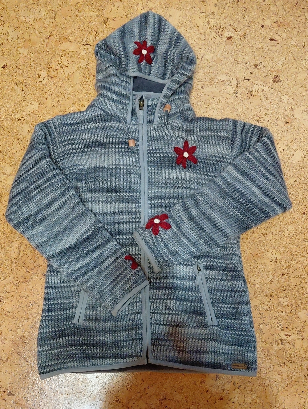 Laundromat Women's Grey Wool Fleece Lined Zip Sweater Hoodie Jacket Size L